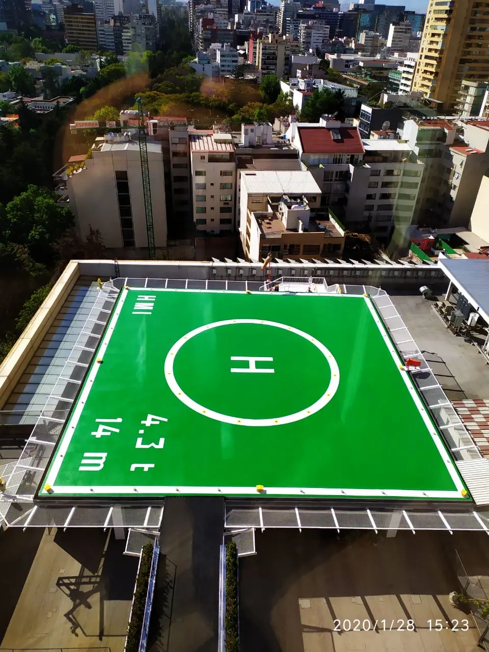 Industrial helipad with anti-slip finish